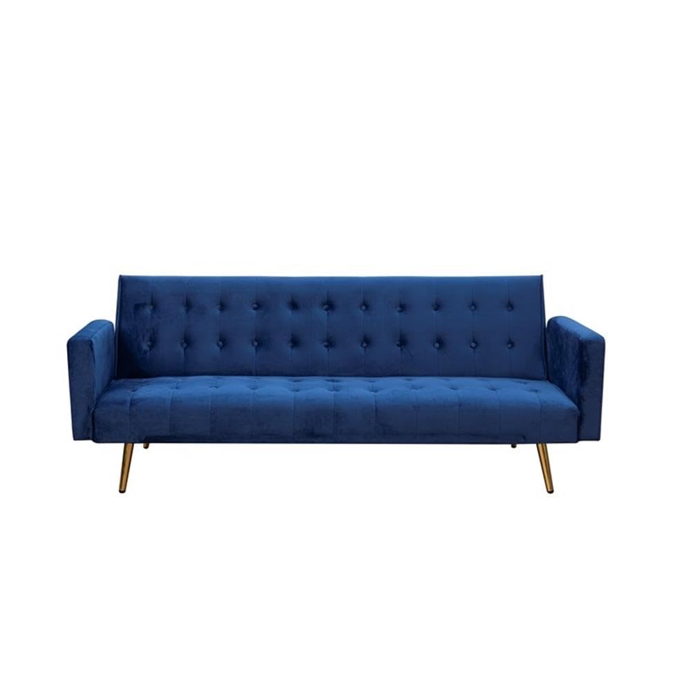 Navy Blue Velvet Convertible Sofa Bed U196