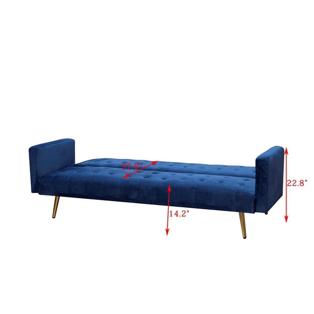 Navy Blue Velvet Convertible Sofa Bed U196