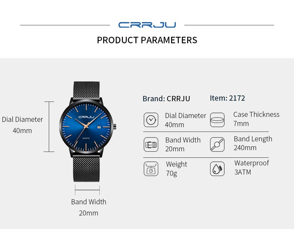 Minimalist Auto Date Quartz Waterproof Watch L936775