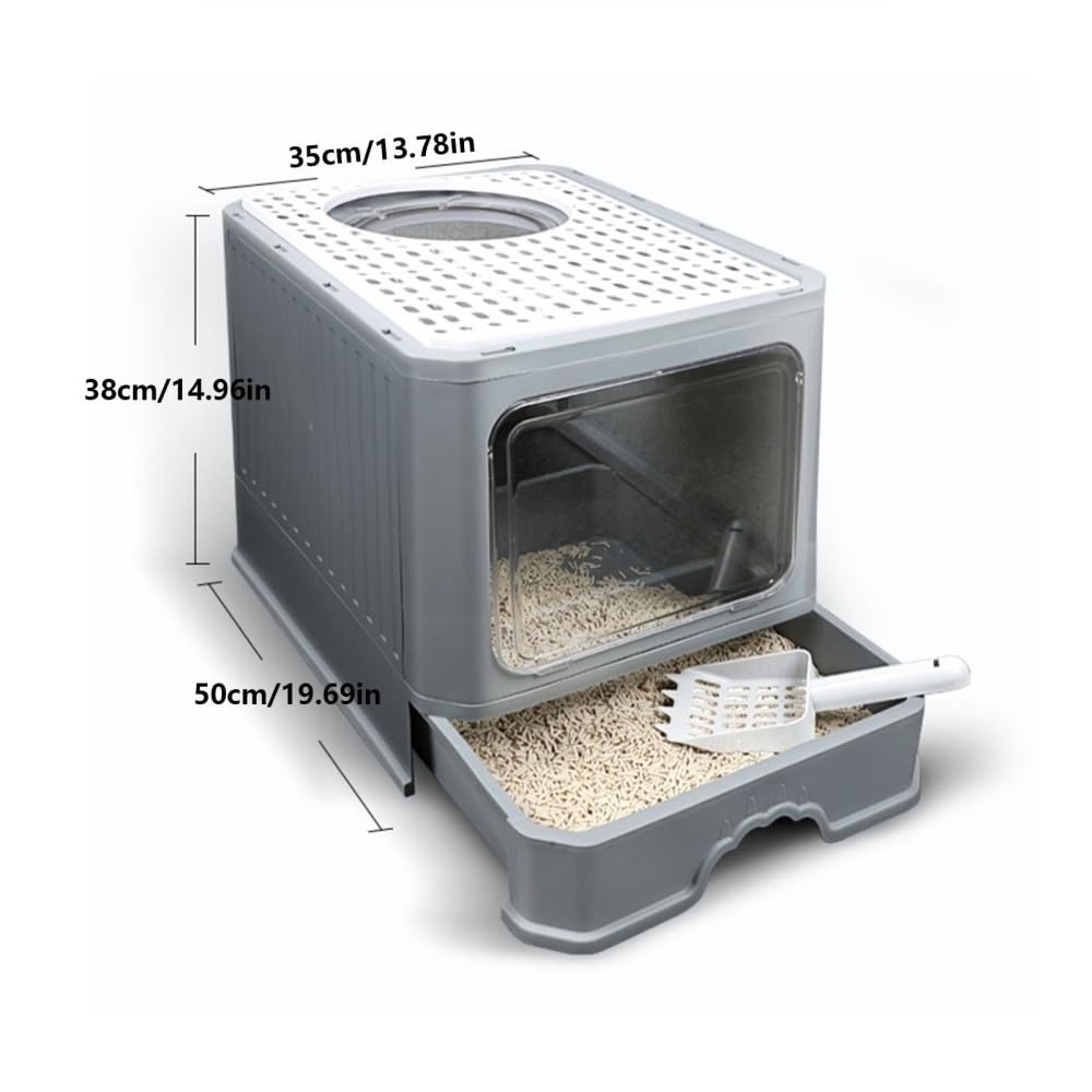Foldable Enclosed Cat Litter Box with Lid O286218