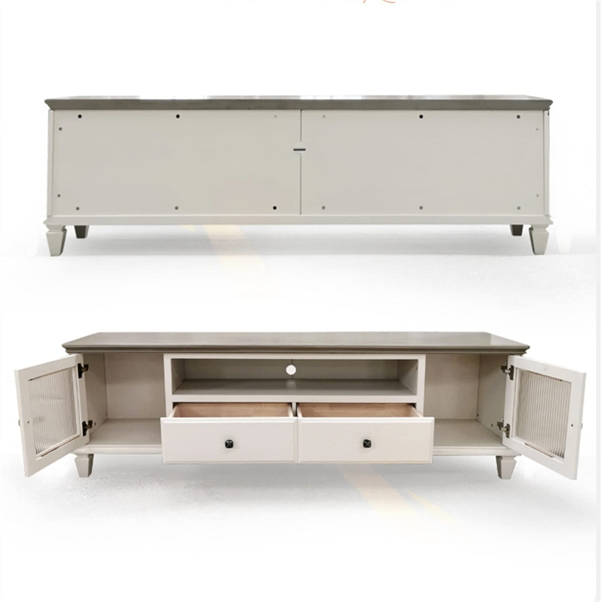 Modern TV Stand with 2 Drawers, 2 Storage Cabinets & 1 Open Shelf O49351