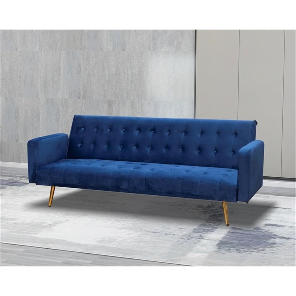 Navy Blue Velvet Convertible Sofa Bed U196