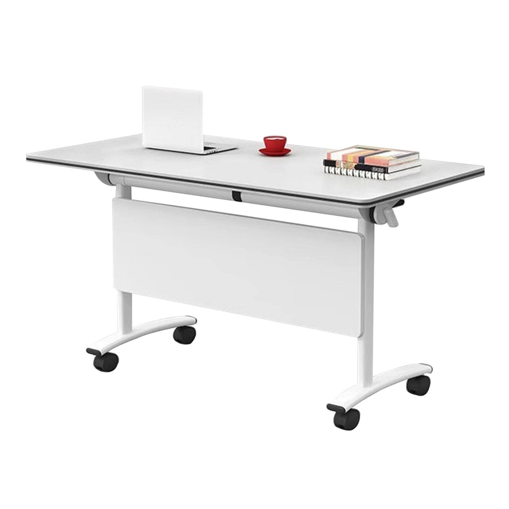 Folding Portable Conference Room Table with Metal Frame and Wheels P387257
