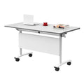 Folding Portable Conference Room Table with Metal Frame and Wheels P387257