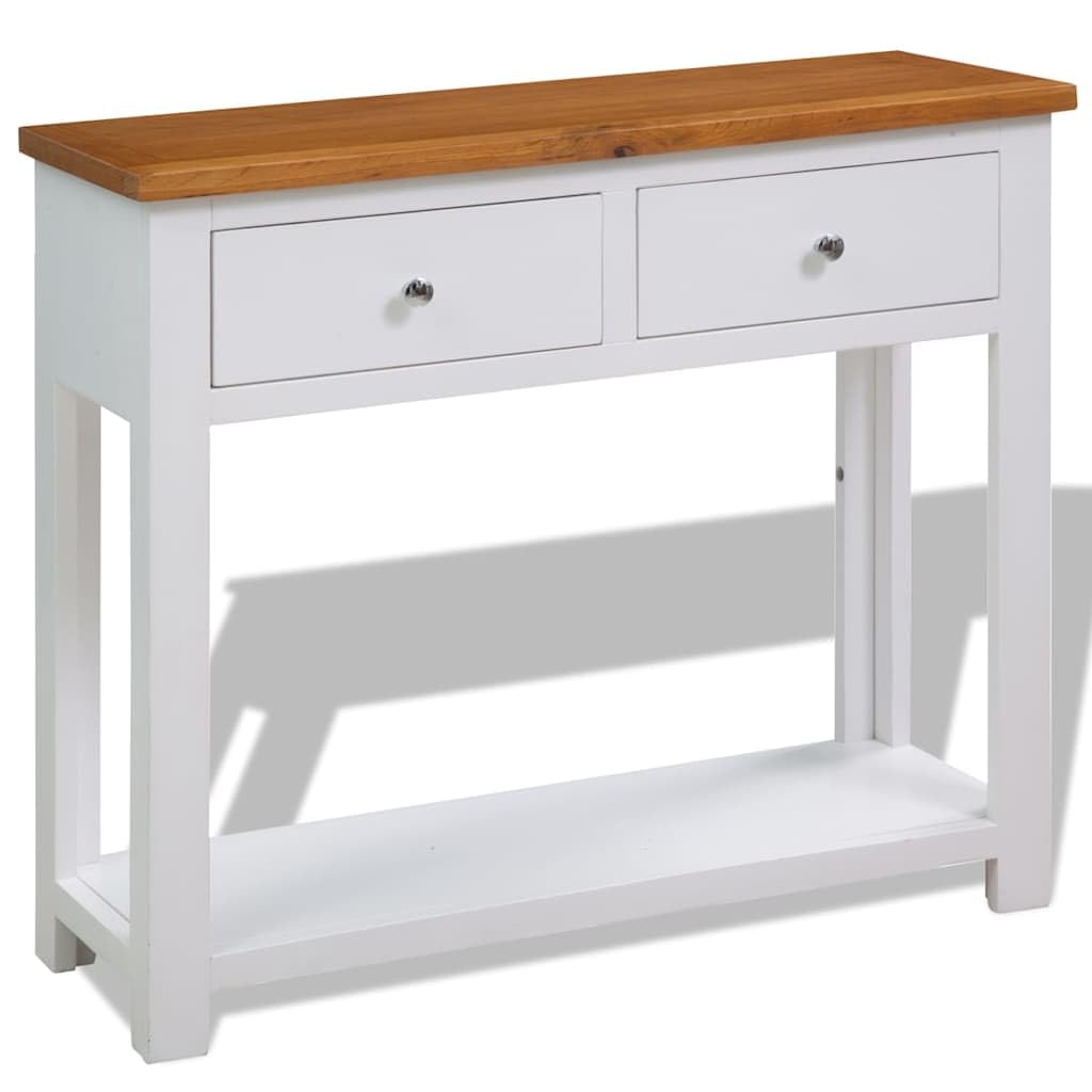 Solid Oak Console Table with Drawers J891