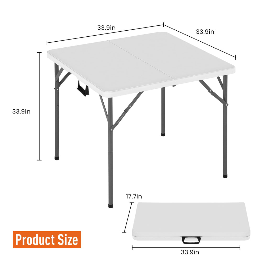 34 Inch Square Folding Table White O55031