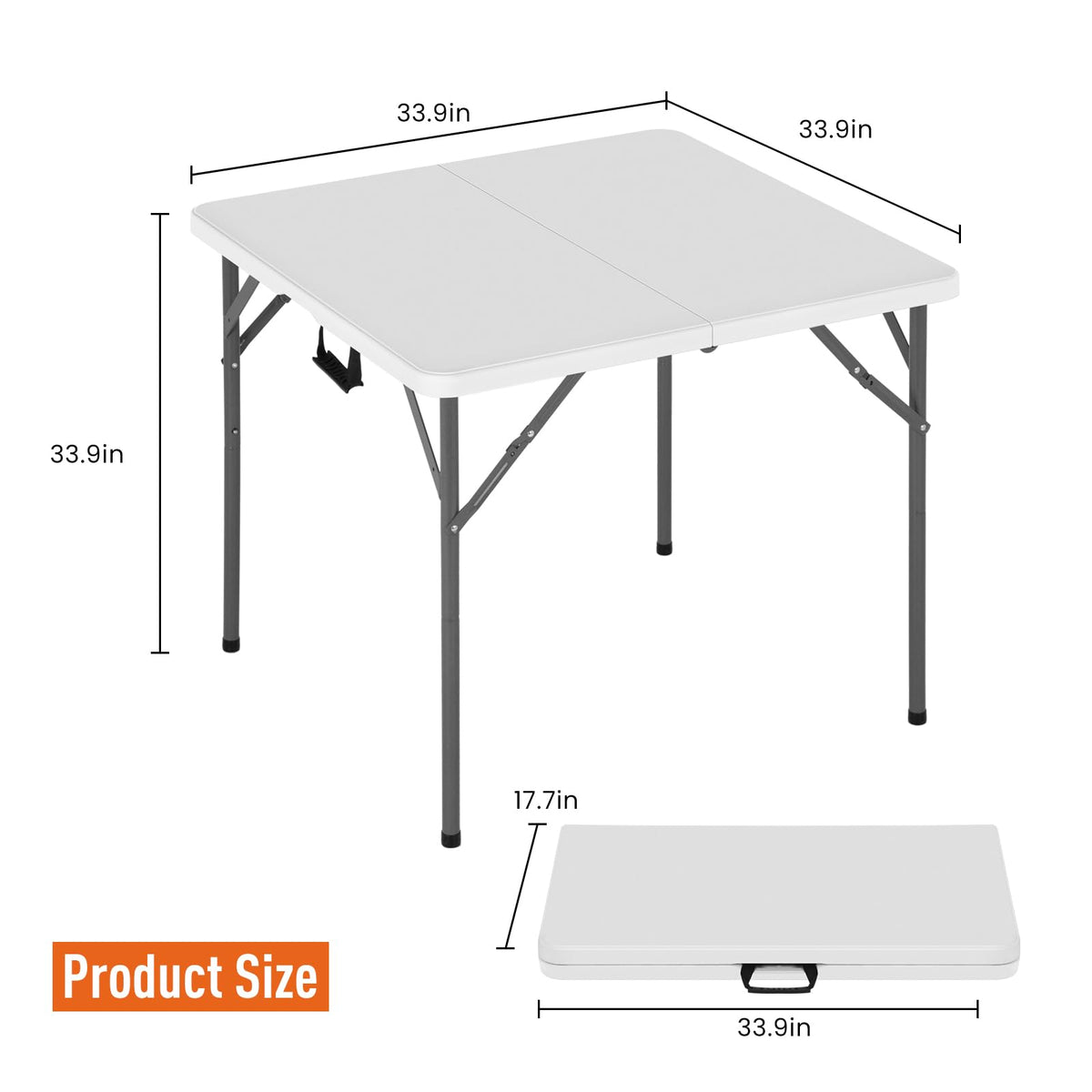 34 Inch Square Folding Table White O55031