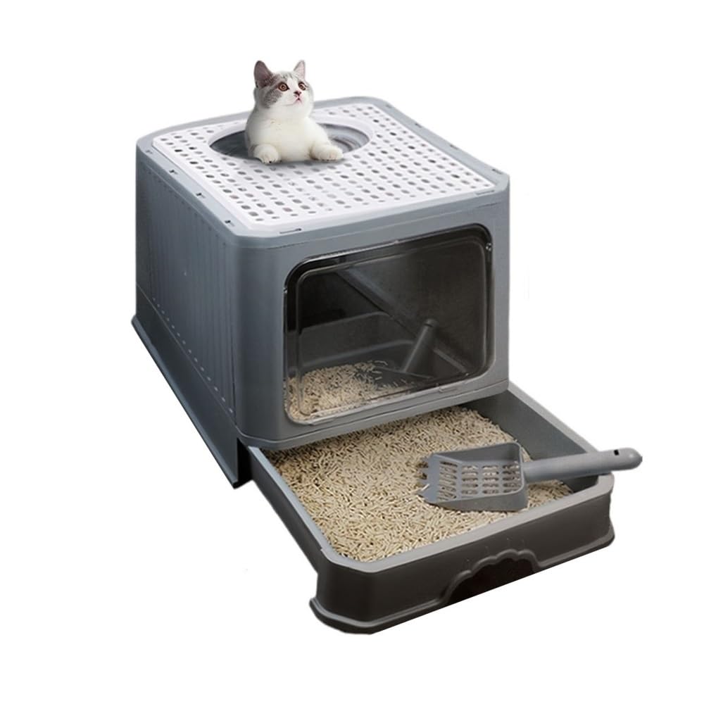 Foldable Enclosed Cat Litter Box with Lid O286218