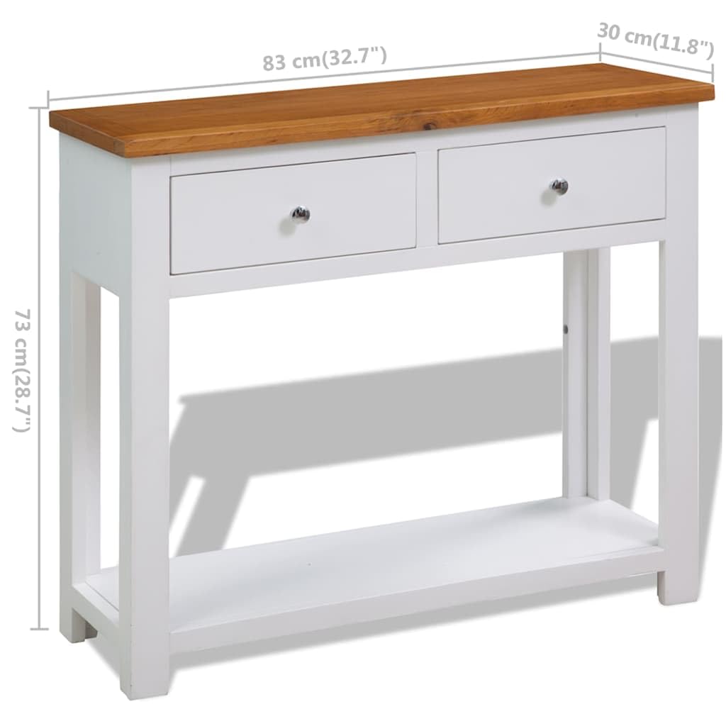 Solid Oak Console Table with Drawers J891