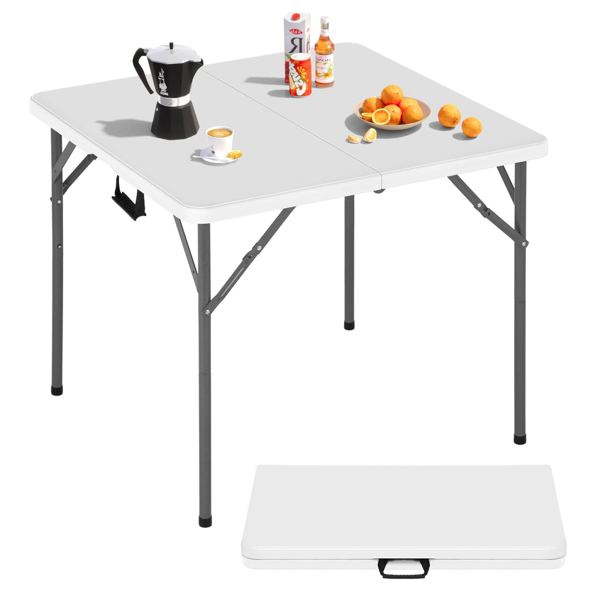 34 Inch Square Folding Table White O55031