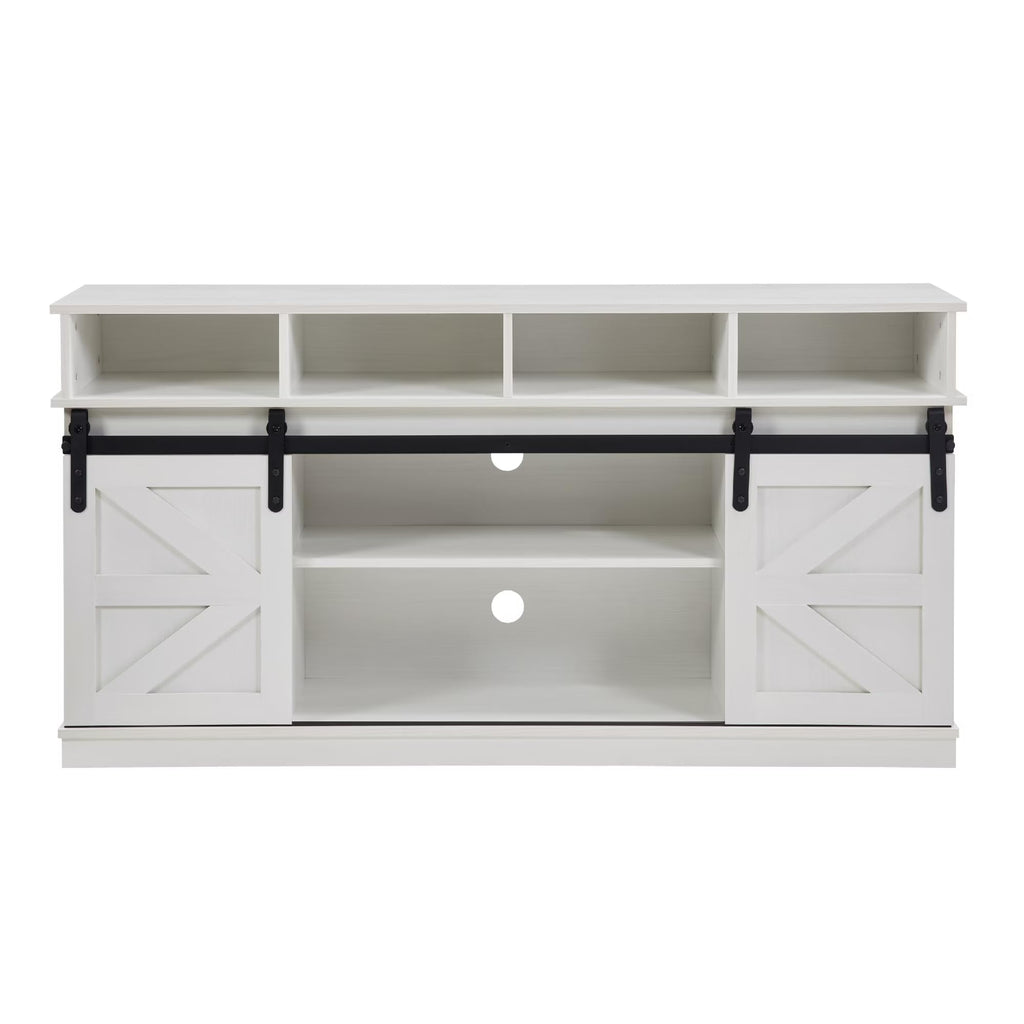 White Wood TV Stand with Adjustable Shelves T869
