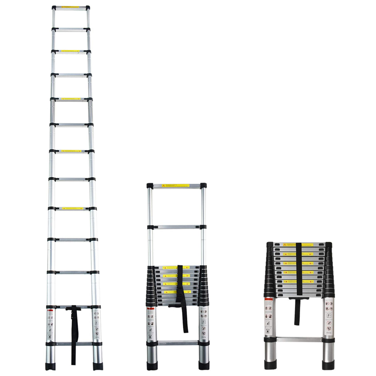 Aluminum Telescopic Extension Ladder 330 lbs Capacity 14.5FT B9503