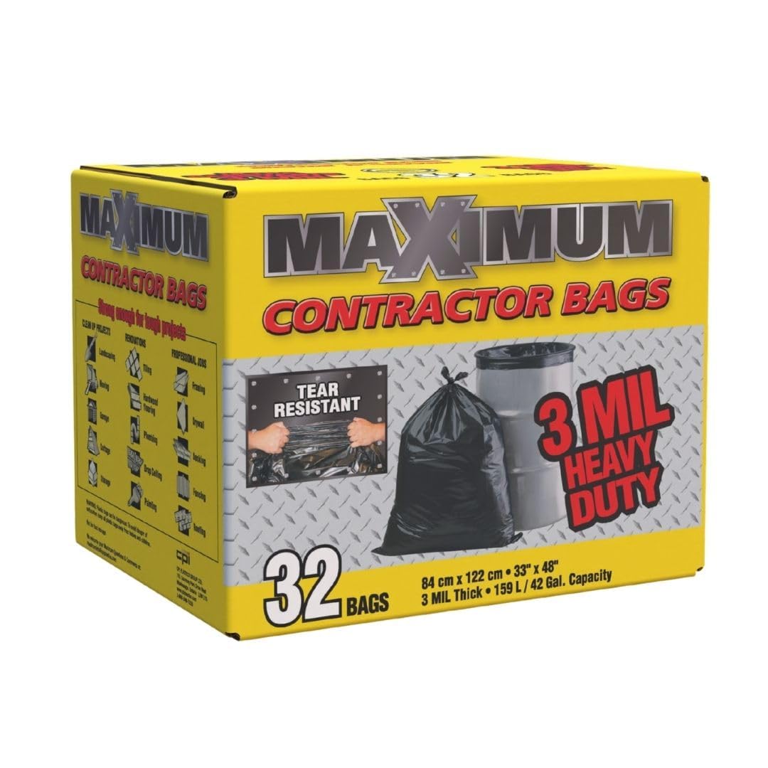 Heavy Duty 42-Gallon 3 Mil Black Garbage Bags 32 Counts P8789