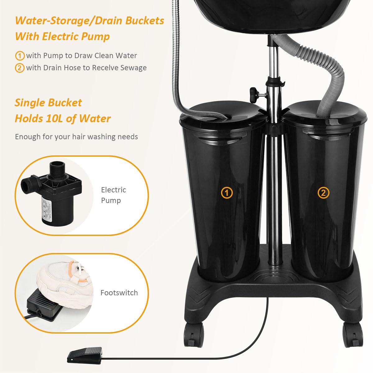 Portable Shampoo Bowl with Electric Pump K532