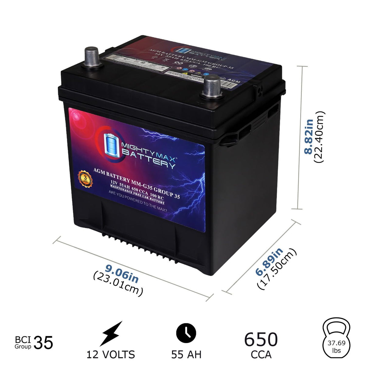 12V 55Ah AGM Replacement Battery V6121