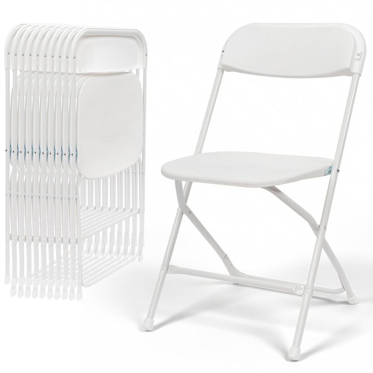 White 10 Pack Plastic Folding Chairs with Steel Frame Y872