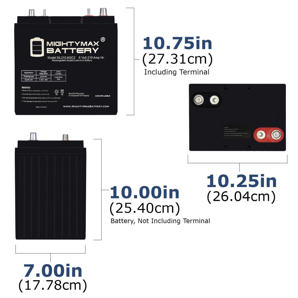 6 Volt 210 AH Rechargeable SLA AGM Battery H564791