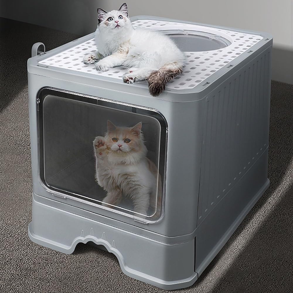 Foldable Enclosed Cat Litter Box with Lid O286218