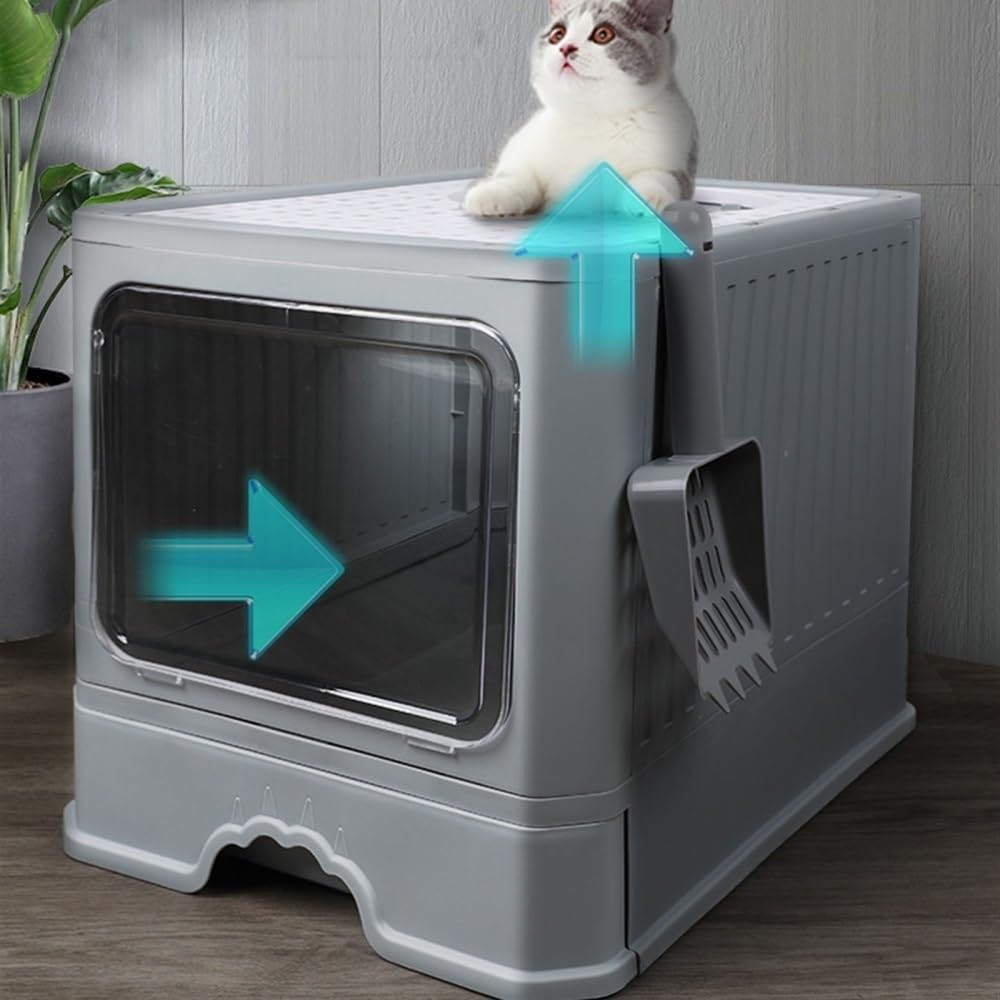 Foldable Enclosed Cat Litter Box with Lid O286218