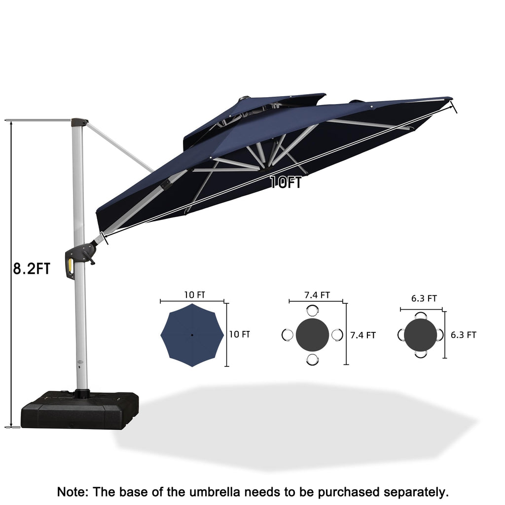 10 FT Navy Blue Cantilever Patio Umbrella I24176