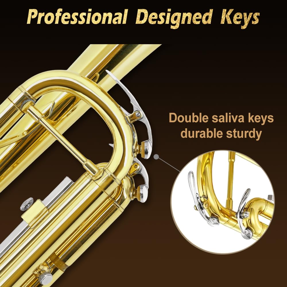 Bb Trumpet Standard Kit with Carrying Case 7C Mouthpiece Clean Cloth Gloves Brass Instrument F577