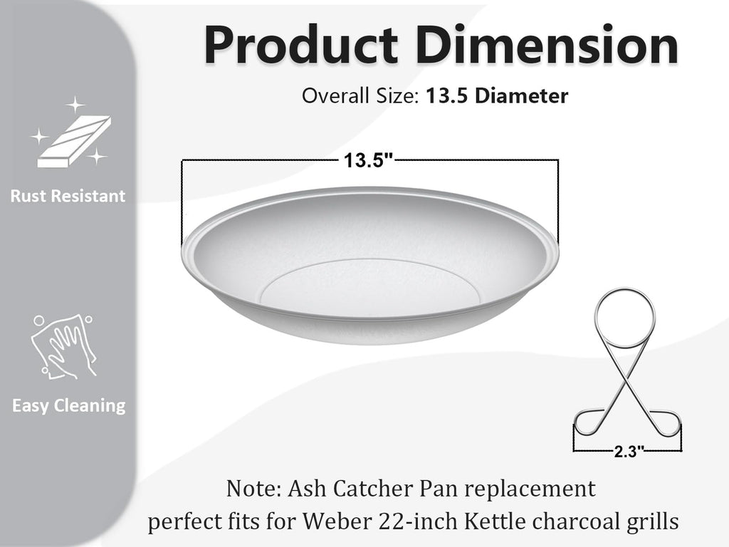 Silver Ash Catcher Pan for 22-inch Kettle Charcoal Grills C6442
