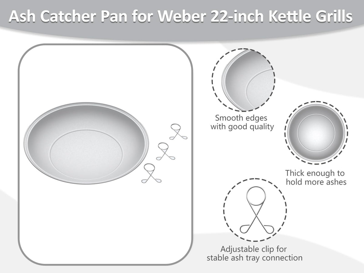 Silver Ash Catcher Pan for 22-inch Kettle Charcoal Grills C6442