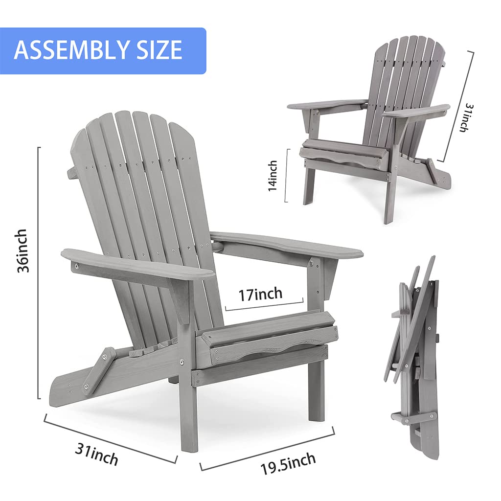 Folding Adirondack Chairs Set of 2 Grey N317936
