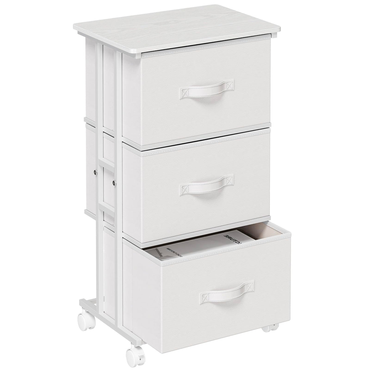 White 3 Drawer Fabric Dresser F44741