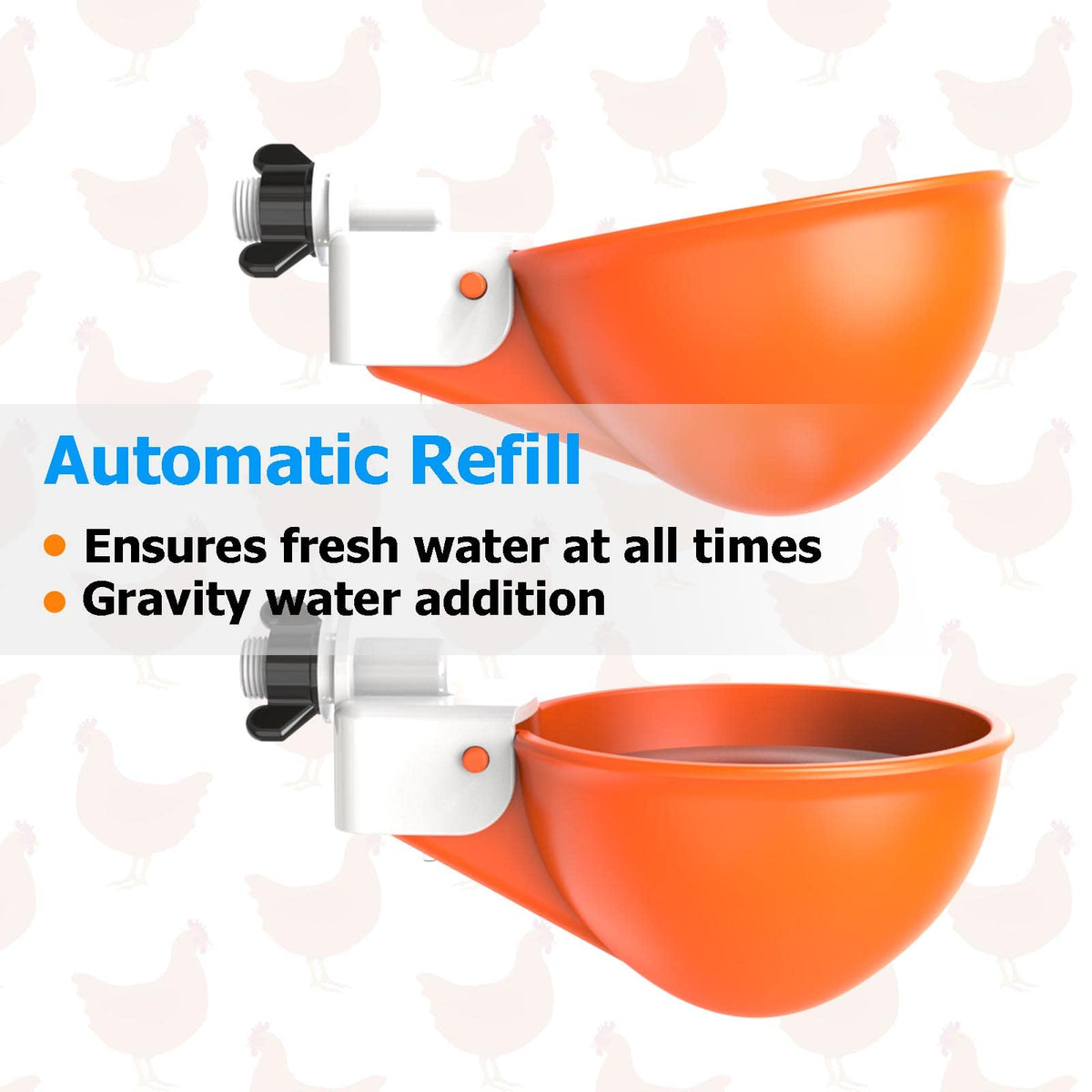 Large Automatic Chicken Waterer Cups with Inserts 5 Pack E8196