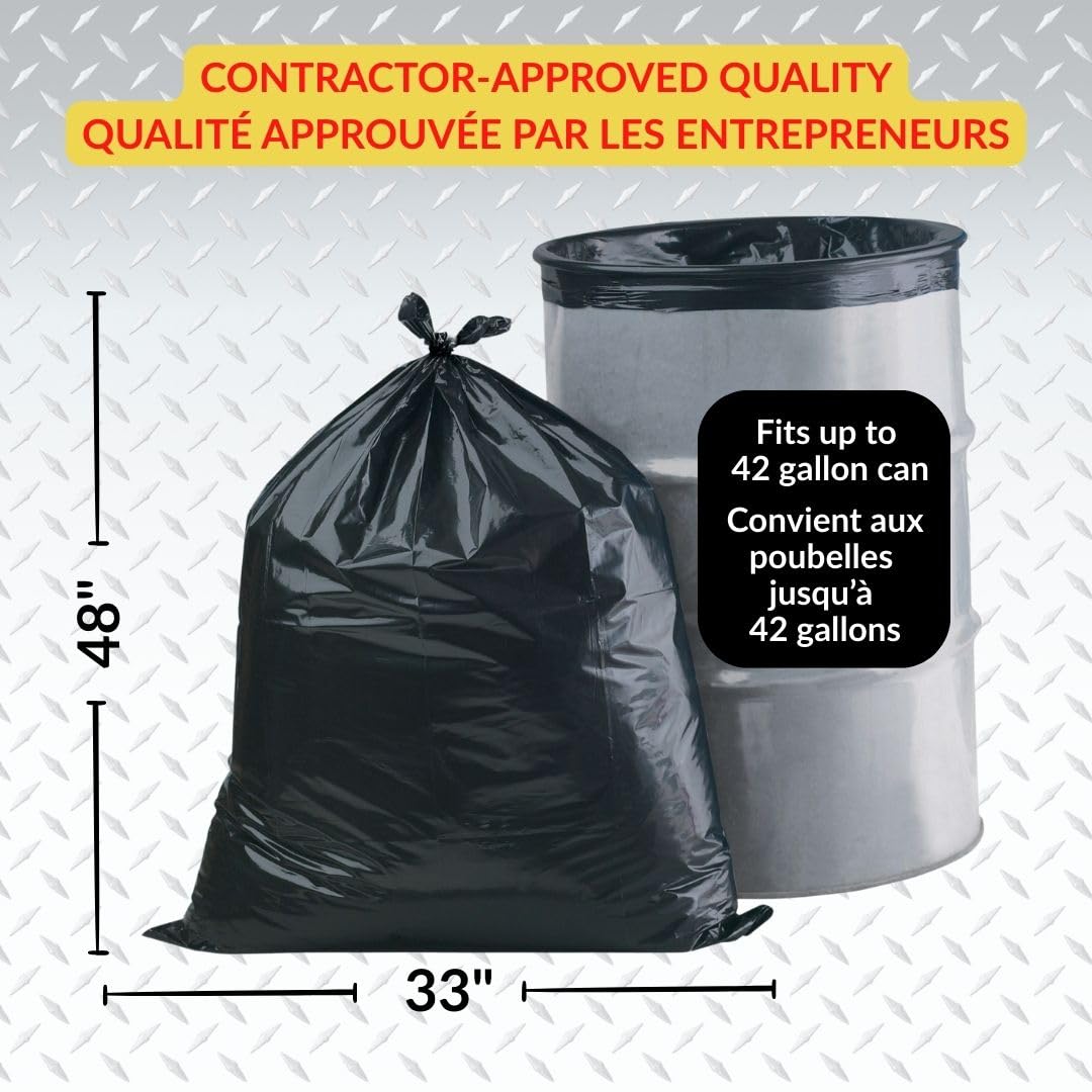 Heavy Duty 42-Gallon 3 Mil Black Garbage Bags 32 Counts P8789