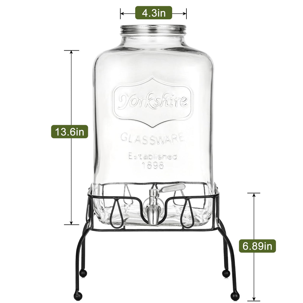 2 Gallon Glass Drink Dispenser with Stand N7712