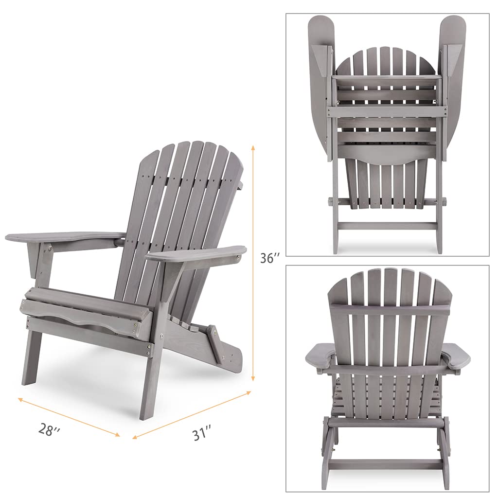 Folding Adirondack Chairs Set of 2 Grey N317936