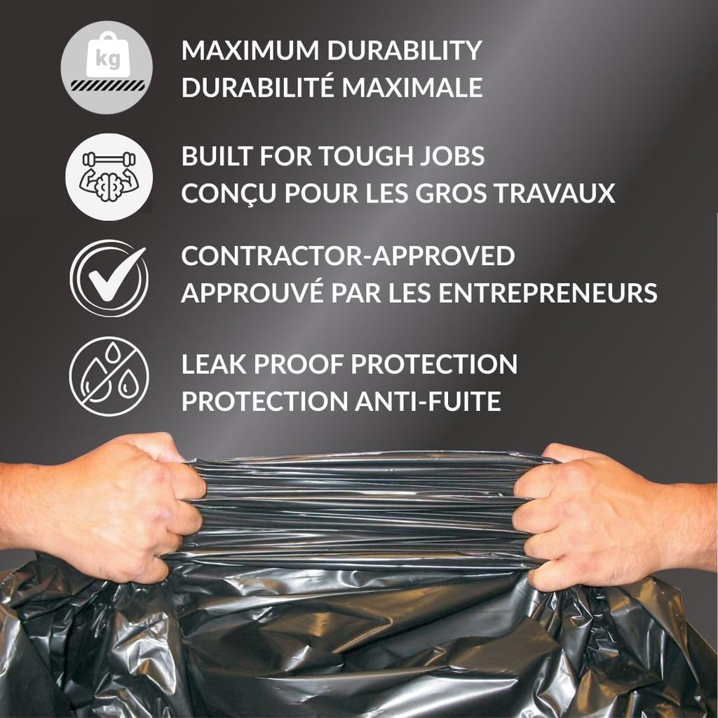 Heavy Duty 42-Gallon 3 Mil Black Garbage Bags 32 Counts P8789