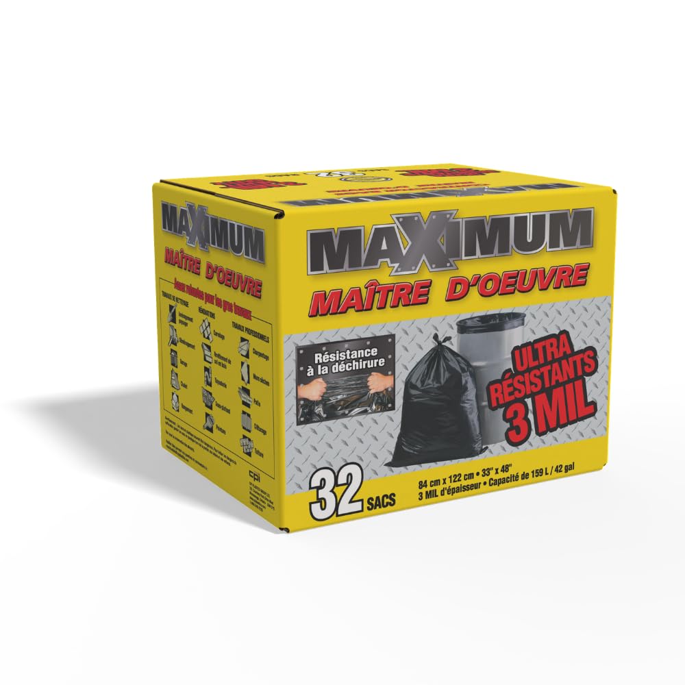 Heavy Duty 42-Gallon 3 Mil Black Garbage Bags 32 Counts P8789