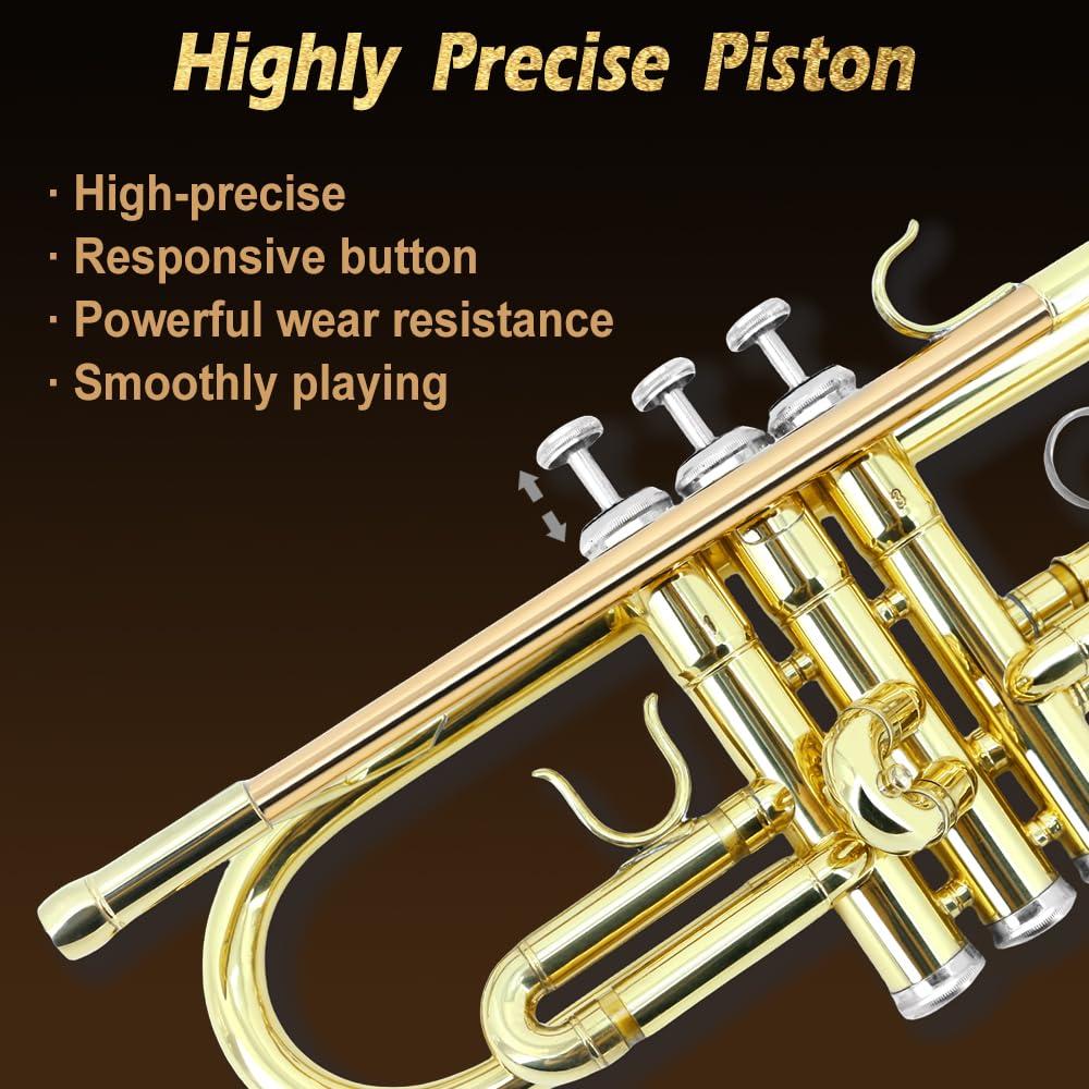 Bb Trumpet Standard Kit with Carrying Case 7C Mouthpiece Clean Cloth Gloves Brass Instrument F577