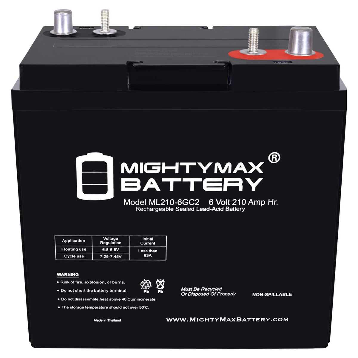 6 Volt 210 AH Rechargeable SLA AGM Battery H564791