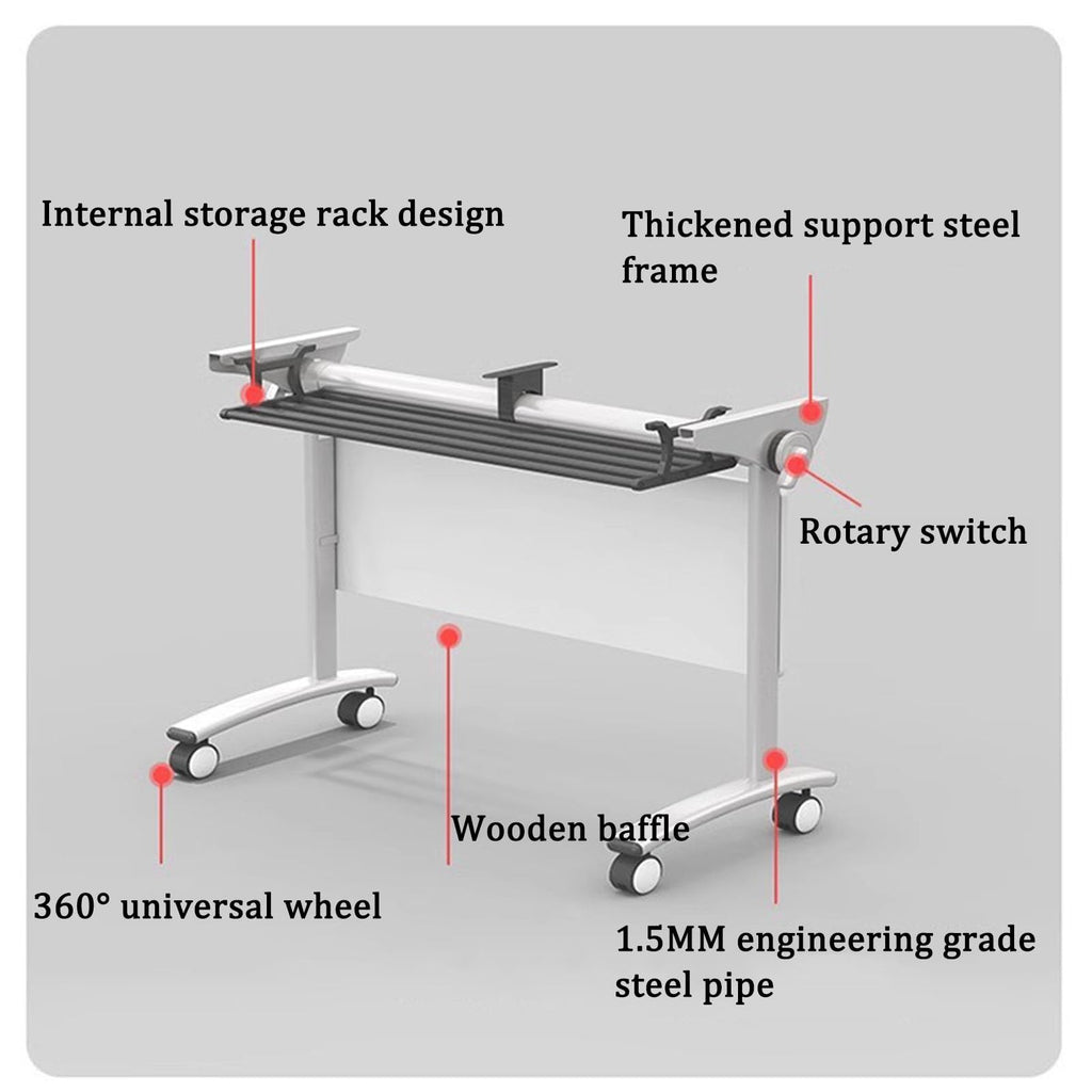 Folding Portable Conference Room Table with Metal Frame and Wheels P387257