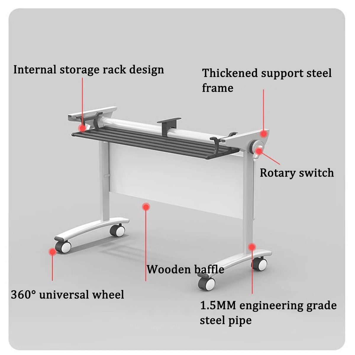 Folding Portable Conference Room Table with Metal Frame and Wheels P387257