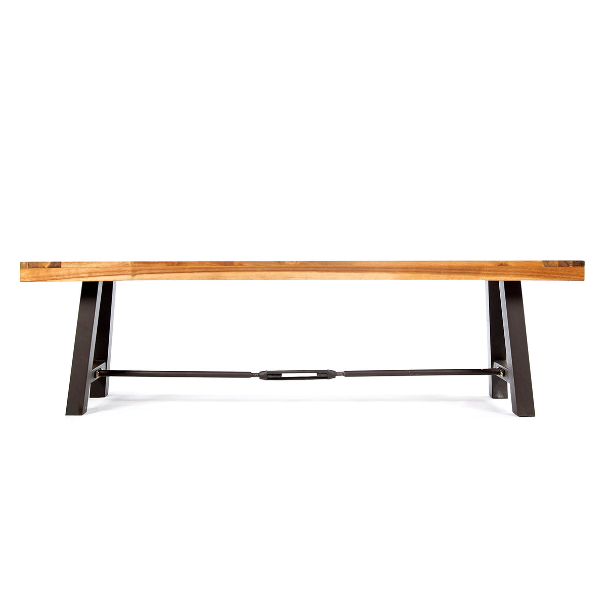 Acacia Wood Outdoor Bench with Metal Accents G486