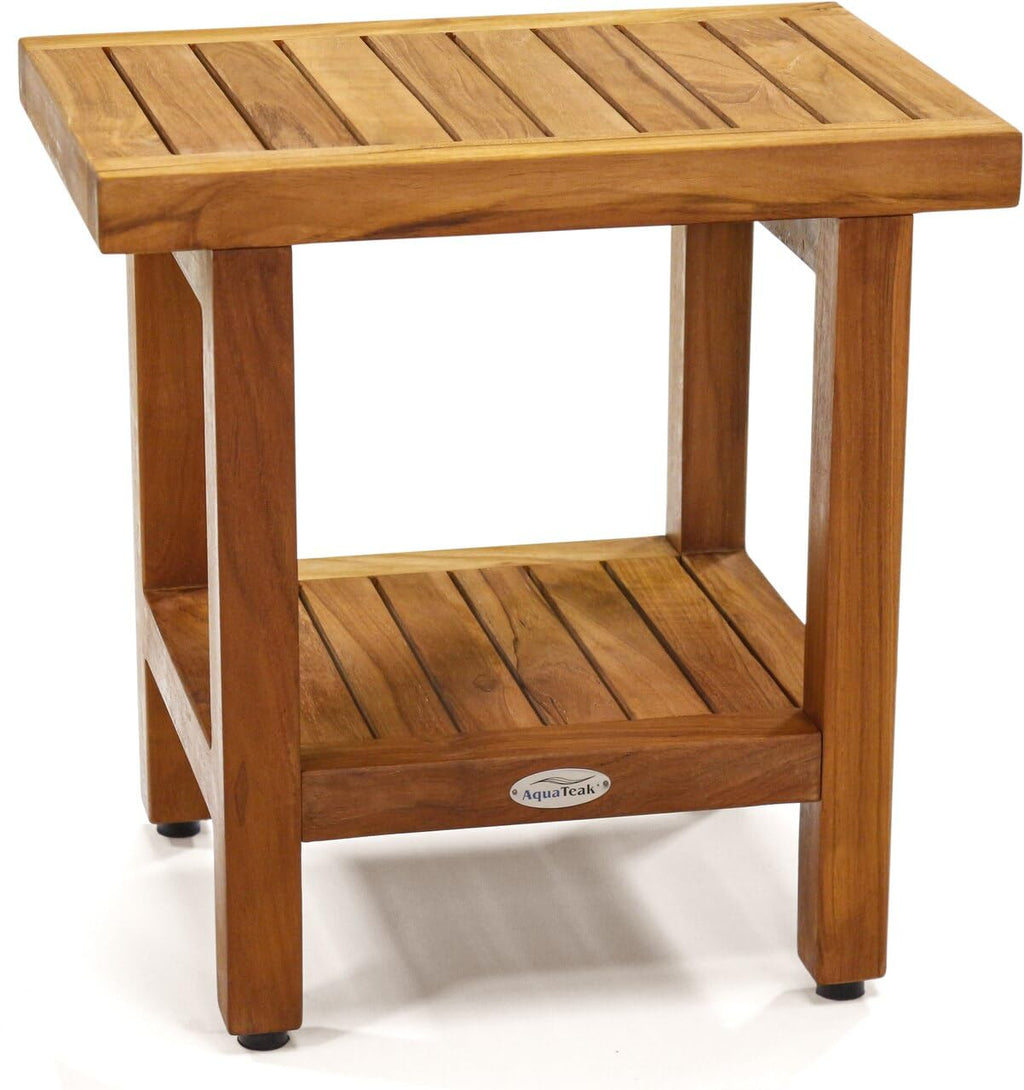 18" Teak Shower Bench with Shelf Z352525