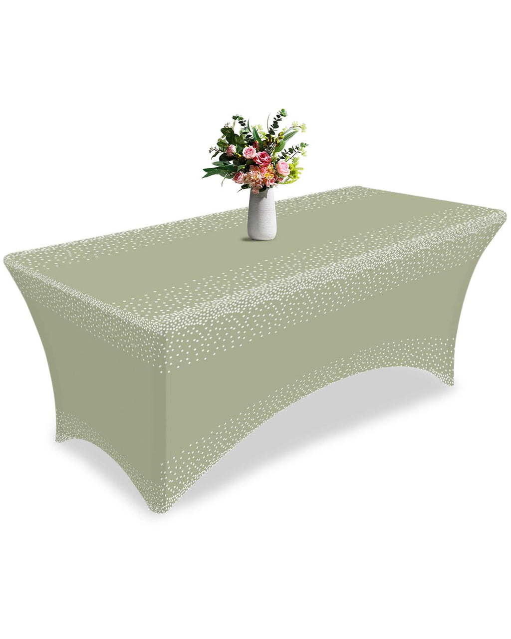 White Speckles Grain Spandex Fitted Table Cover H35862