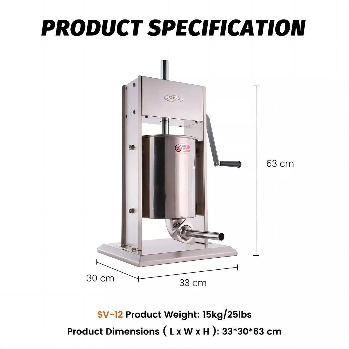 25 Lb Stainless Steel Vertical Sausage Stuffer J7840
