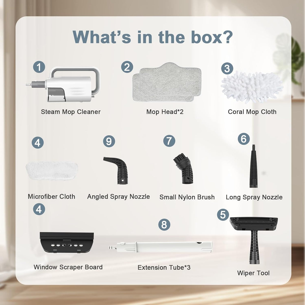 1200W 6-in-1 Steam Mop with 2 Modes, 400ML Removable Tank X21049