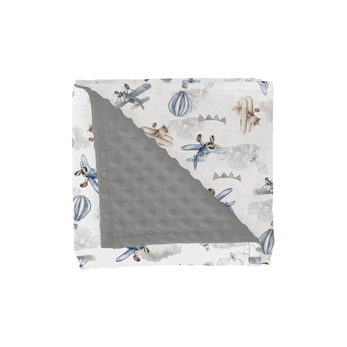 Vintage Planes Helicopters Hot Air Balloon Soft Mink Dotted Backing Double Layer Baby Blanket 30x40 Y7921