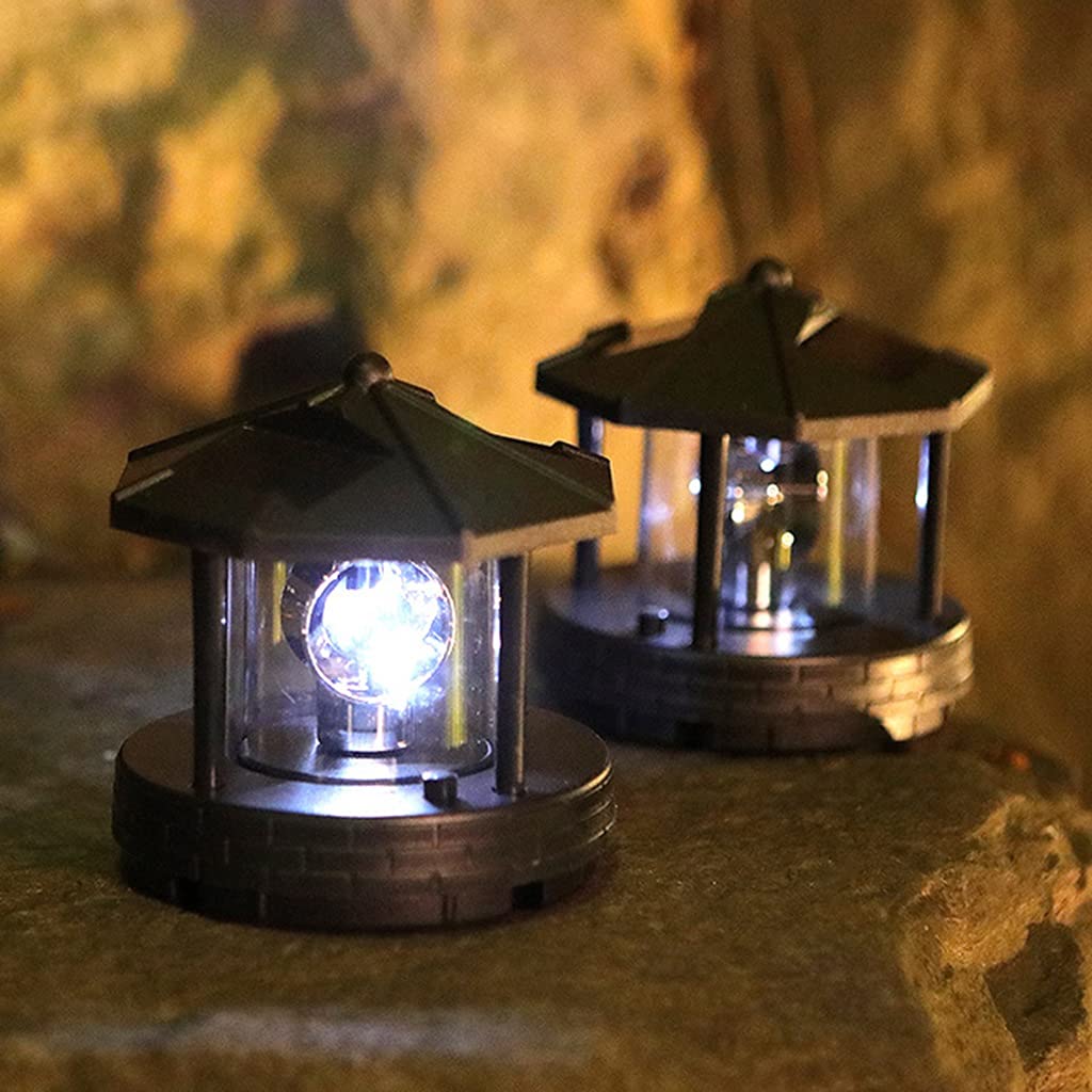 2 Pcs Solar Powered Lighthouse Shape Light N725383