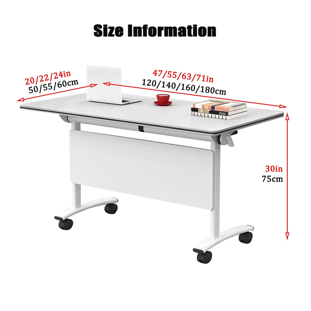 Folding Portable Conference Room Table with Metal Frame and Wheels P387257