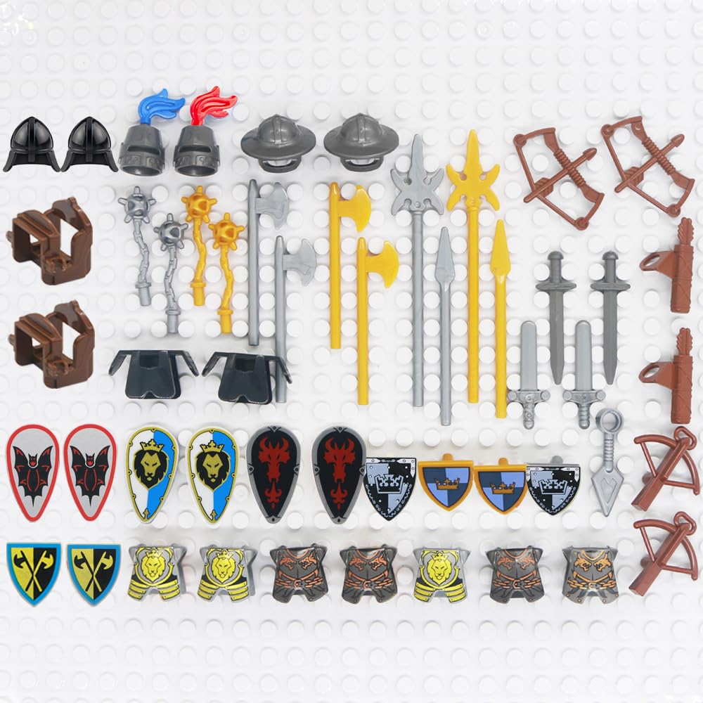 Building Block Medieval Weapon Armor Swords Helmet Horse V762