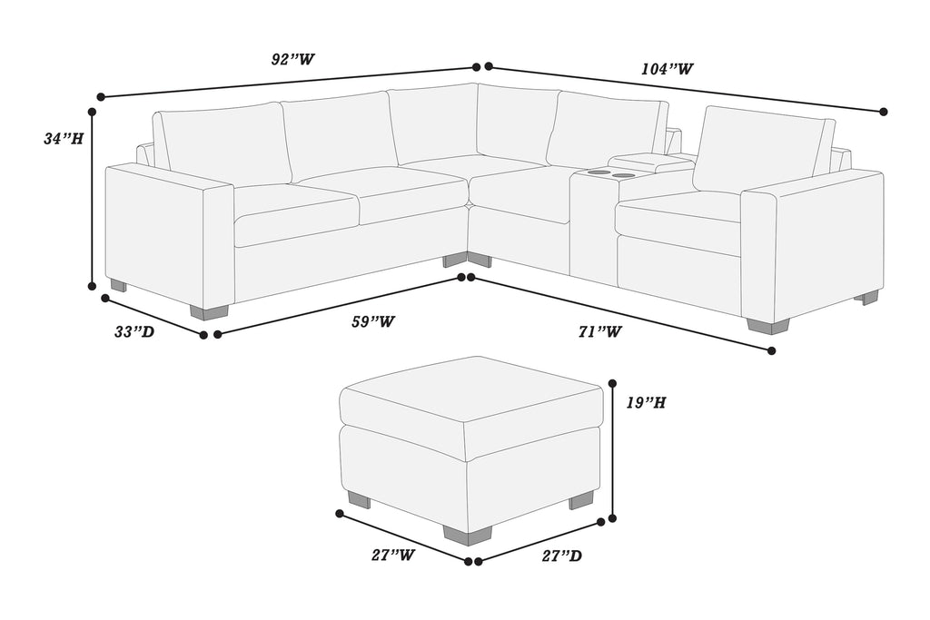 Light Gray Corduroy Upholstered Sectional Sofa Set U384901