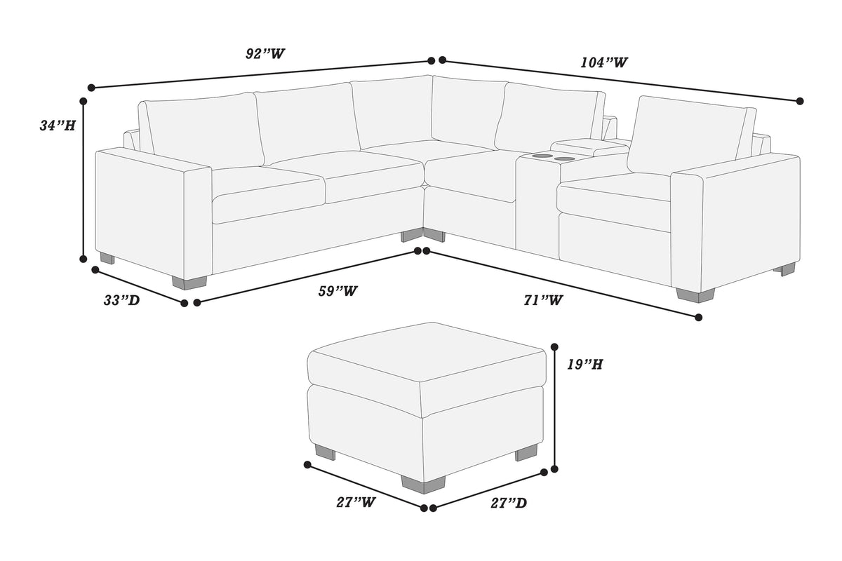 Light Gray Corduroy Upholstered Sectional Sofa Set U384901